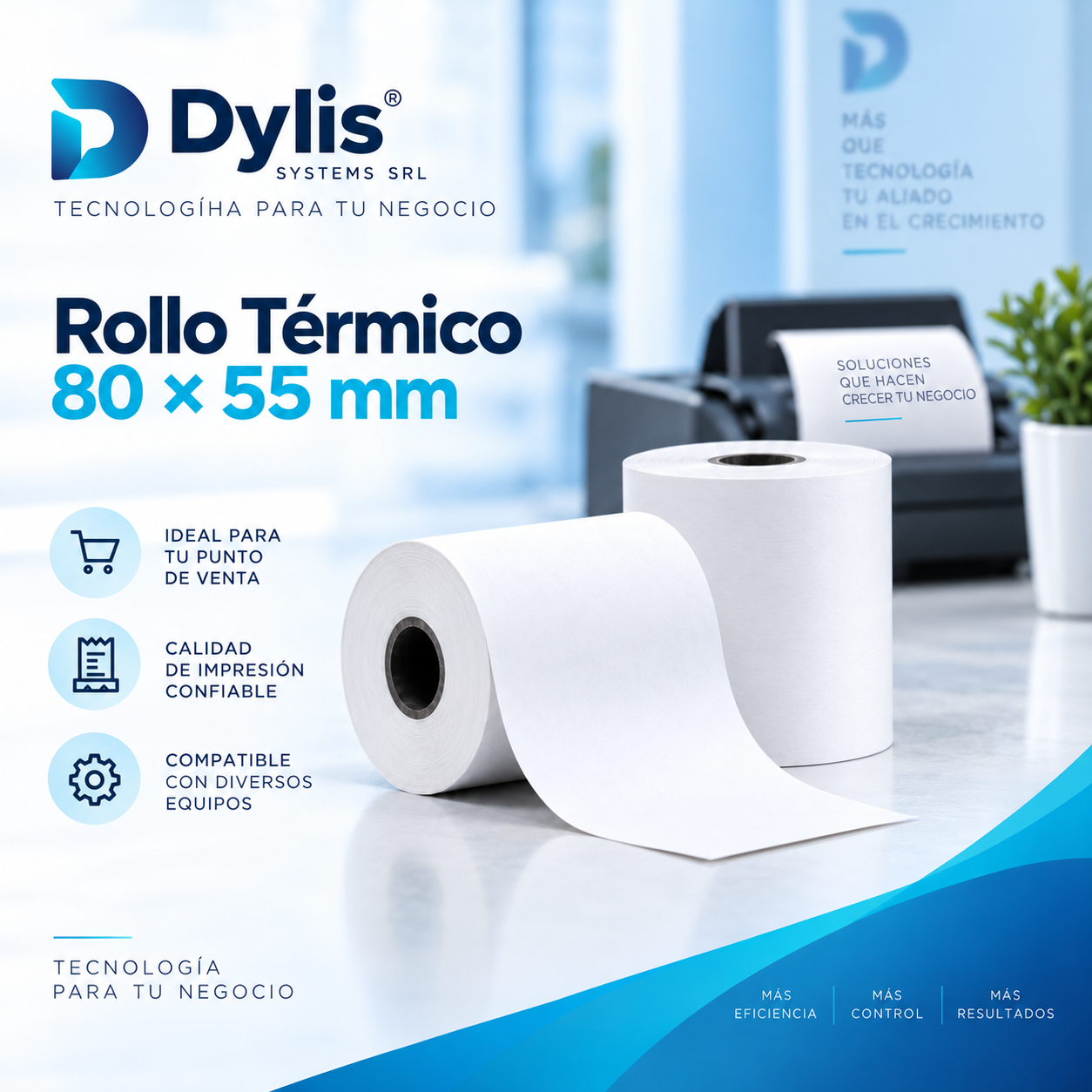 Rollo Térmico 80 × 55 mm