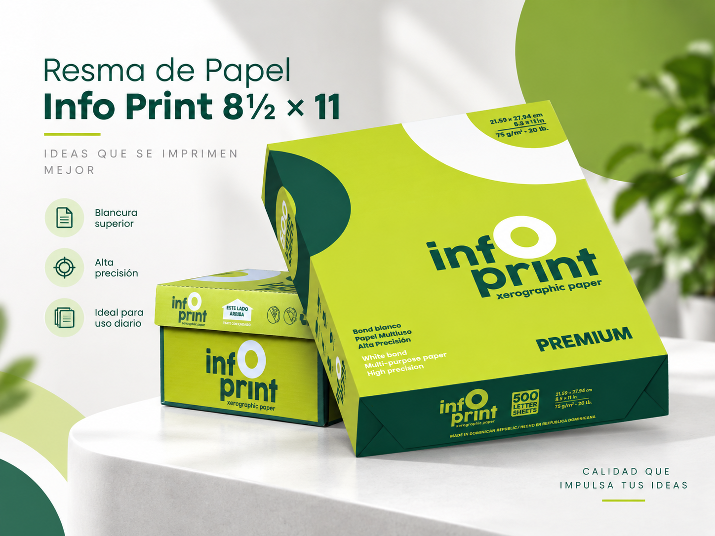 Resma de Papel Info Print 8½ × 11
