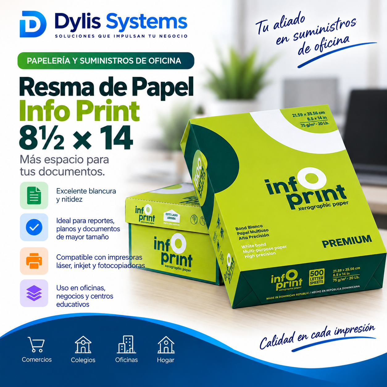 Resma de Papel Info Print 8½ × 14