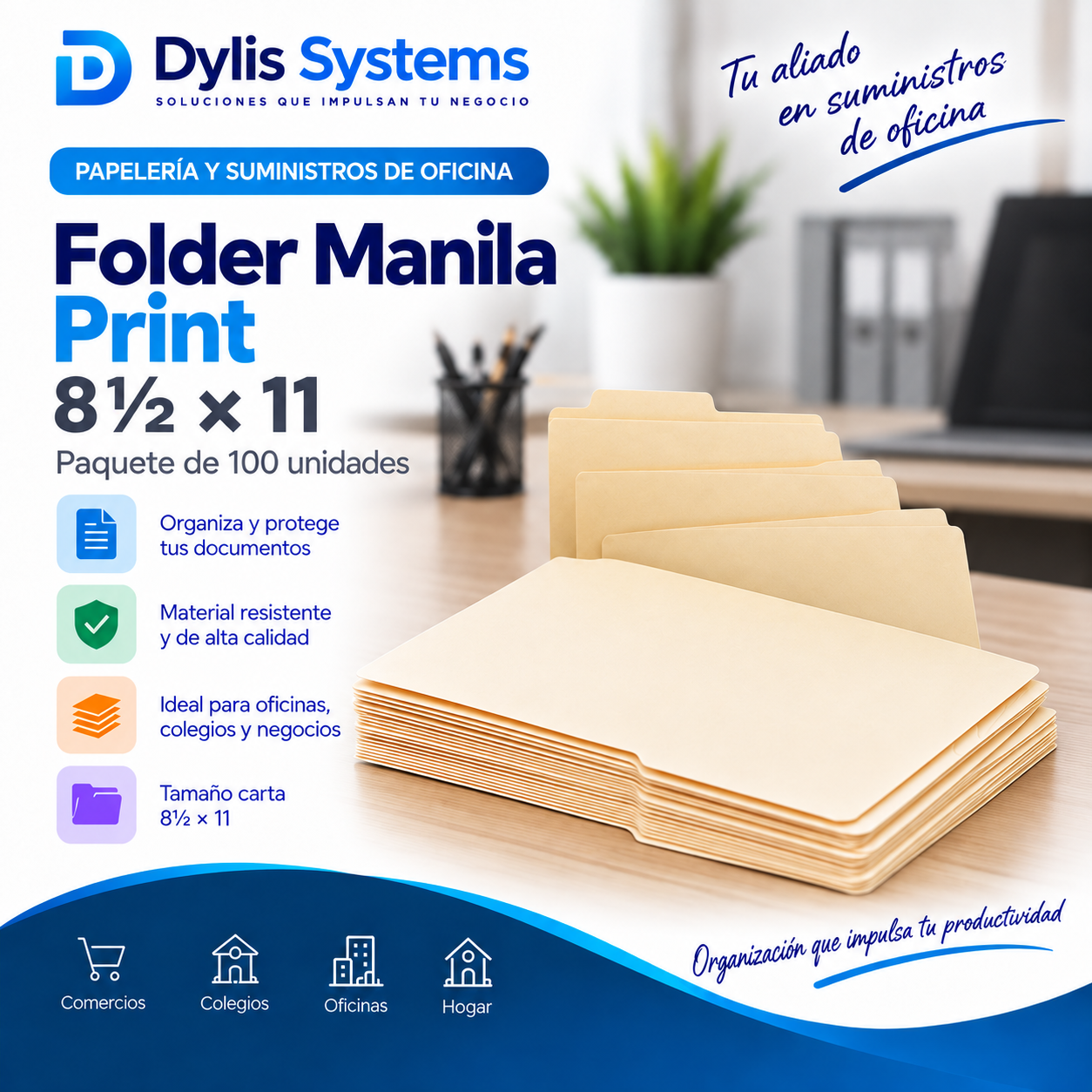Folder Manila Print 8½ × 11 – 100 unidades